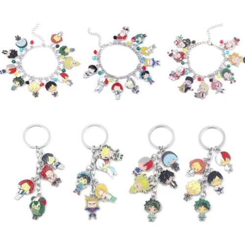 Wholesale Anime My Hero Academia Acrylic Keyring Pendants Double Sided Cartoon Key Chain Pendant Bracelet for Men Women Cosplay