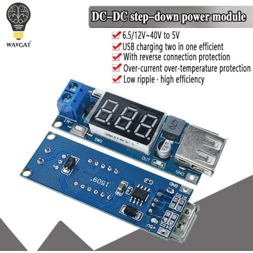 DC-DC Step Down Module Two-wire Voltmeter 5 V USB Charger or Power Supply Input 4.5V-40V Output 5V/2A