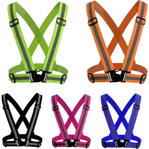 Adjustable Safety Security High Visibility Reflective Vest Gear Elastic Stripes Jacket for Night Running Cycling Wholesale