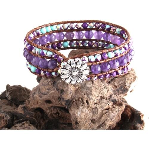 RH Fashion Beautiful Energy Jewelry Natural Stone Handmade Wrap Bracelet Friendship Beaded Braceletes DropShip