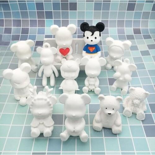 Bear silicone mold Aromatic gypsum mold car trailer expansion stone cute bear mold drop glue mold