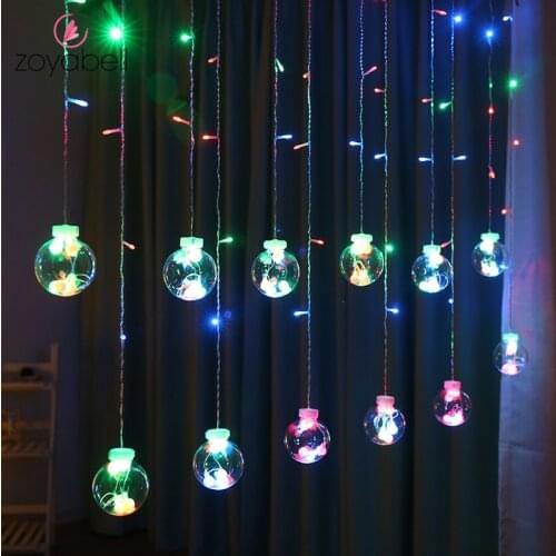 2.5m LED Ball Curtain Lights Fairy Garland String Light for New Year Christmas Wedding Bedroom Decoration 220V EU Plug