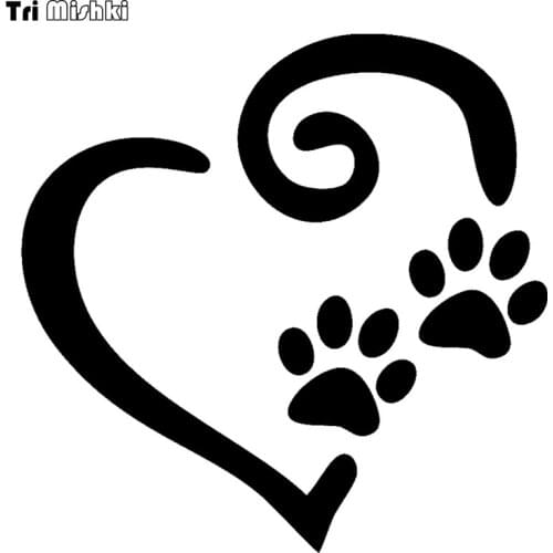 Tri Mishki HZX436 15*15.2cm heart with dog paw prints car sticker funny auto car stickers