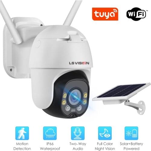 Tuya Smart Camera Outdoor 1080P Solar Camera Wifi PTZ Night Vision Two-Way Audio PIR Detect Wireless CCTV Surveillance Camera