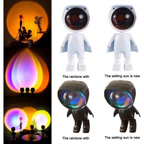 Sunset Projector Lamp Rainbow Atmosphere Led Night Light for Home Bedroom Coffe shop Background Wall Decoration USB Table Lamp