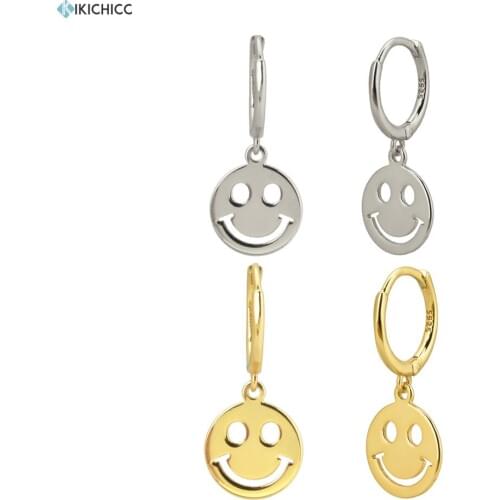 Kikichicc 925 Sterling Silver Smile Mood Drop Earring Emotional Face Dangle Charms Women Luxury Plain Pendiente Jewelry For Gift