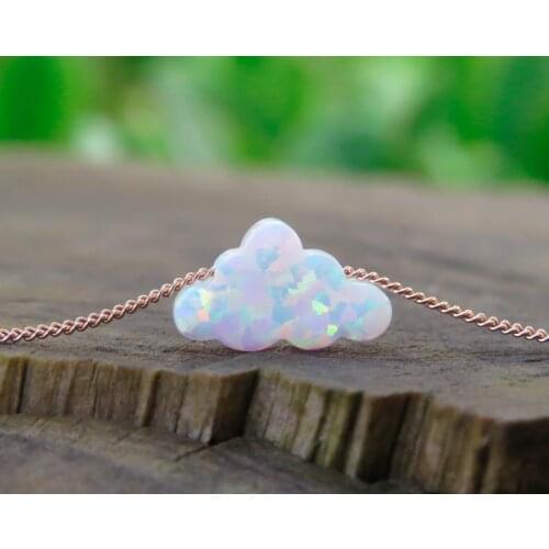 White Opal Pendant Hand Opal Cloud Necklace Women Girl Baby Choker Necklace Jewelry Collier Femme Choker Bijoux Birthday Gift