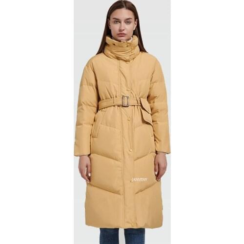 Winter Down Jacket 2021 New Thick Stand Up Collar Soft Fluffy 90% White Duck Feather Coat Causal Loose Belt Warm Snow Outwear