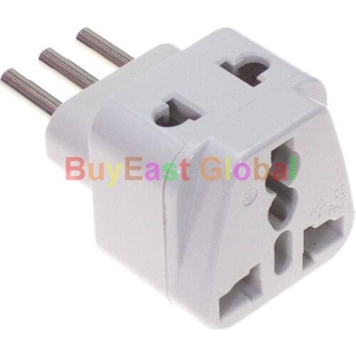 1 PC) Universal to Italian (2 Way Outlet) Electrical Plug Adapter AC100~250V 10A White Color