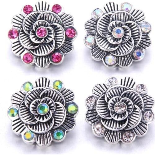 10pcs/lot 2018 new High Quality Rhinestone Snap Button Jewelry 18mm Snap Button Charms Jewelry Fit Bracelet Bangles Snap Jewelry