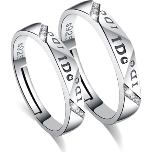 100% 925 sterling silver romantic I DO letter lovers`wedding couple rings jewelry finger ring gift wholesale drop shipping