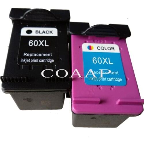 2 Pcs Refilled ink cartridge for hp60 XL Black + Tri-Color for Deskjet F2480 F2420 F4480 F4580 F4280 D2660 D2530 D2560