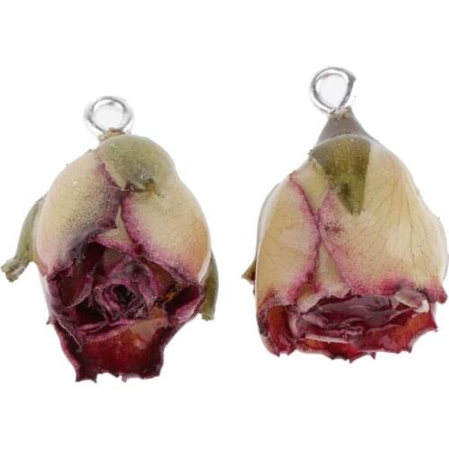 2x Resin Dried Rose Flower Charms DIY Jewelry Making Finding