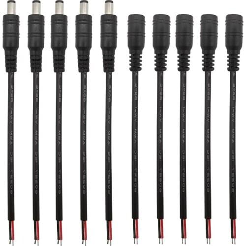 5.5x2.1mm 12V DC Power Male & Female Socket Pigtail Cable 5.5*2.1mm DC Plug Jack Wire Connector for 5050 3528 LED Strip Ligh