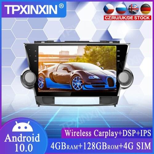 128GB Android 10.0 For Toyota Highlander 2011-2014 Car Multimedia Player GPS Navi Head Unit Radio Audio Stereo Tape Recorder DSP