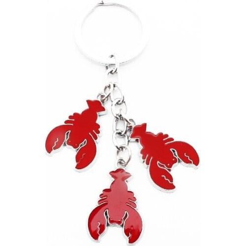 FREE SHIPPING BY DHL 100pcs/lot 2019 Fashion Red Lobster Keychains Zinc Alloy Big Lobster Shaped Keyrings for Gifts