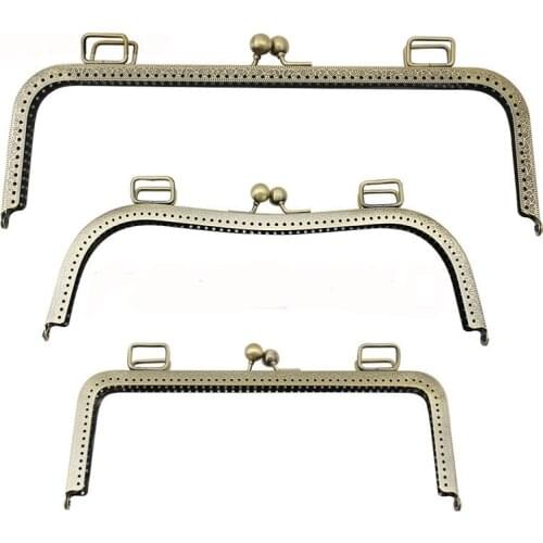 24/27/29cm Arch Metal Purse Frame Handle for Clutch Shoulder Handbag Frame Making Heart Kiss Clasp Lock Bronze Bags Hardware