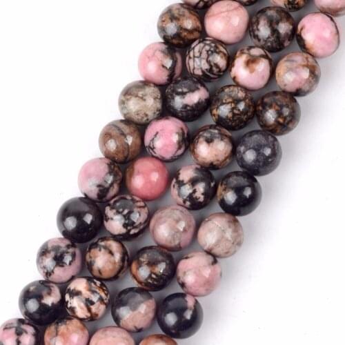 Wholesale 4 6 8 10 12mm Natural Round Black Lace Rhodonite Gem Stone Beads For Jewelry Making Diy Bracelet Jewellery Accessories