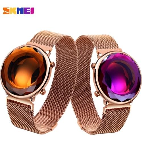 SKMEI Casual Digital Womens Watch LED Light Display Ladies Clock Stainless Steel Waterproof Date Wristwatch Relogio Masculino