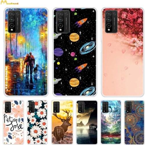 For Honor 10X Lite Case Silicone Back Cover For Huawei Honor 10X Lite Phone Case Sakura Flowers Cute Patterned Soft TPU Bumper