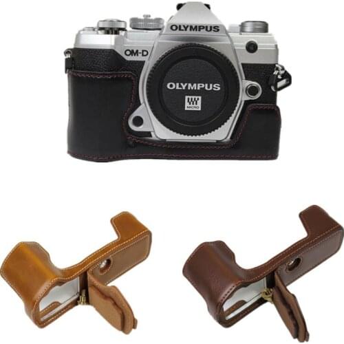 Camera PU Leather Case For Olympus E-M5 Mark III EM5III Half Body Protective Bag Cover Battery Opening
