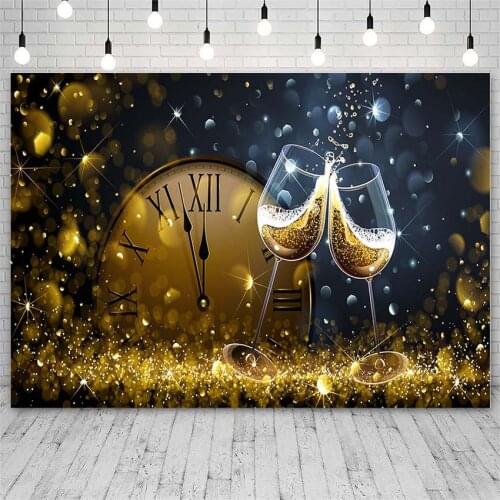 Avezano Backdrops Happy New Year Of 2021 Gold Dots Clock Party Celebration Photography Backgrounds Photo Studio Photozone Decor