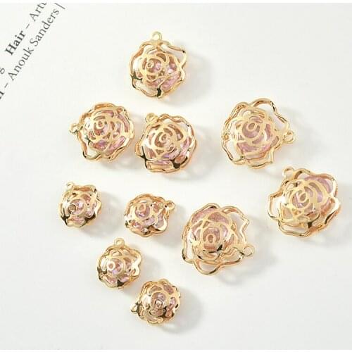 Diy jewelry earrings/necklace/bracelet pendants accessory 30pcs/lot flowers shape zircon decoration fashion copper charms