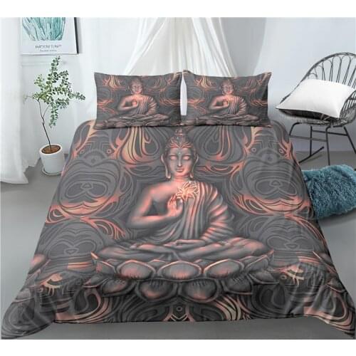 Home Living Luxury 3D Buddha Print 2/3Pcs Comfortable Duvet Cover PillowCase Bedding Sets Queen and King EU/US/AU Size