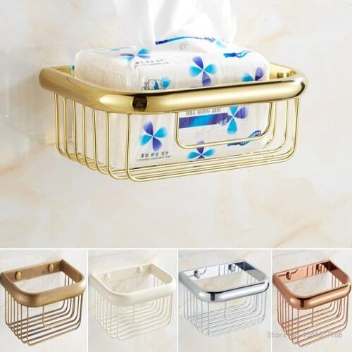 European antique copper golden paper towel basket creative bathroom tissue box bathroom copper rack bathroom accessories