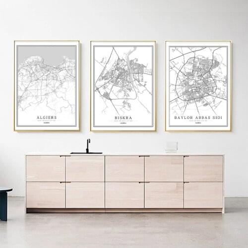 Cities Line Traffic Map Print Abstract Style Canvas Paintings Black and White Wall Art Picture Modern for Living Home Decoration