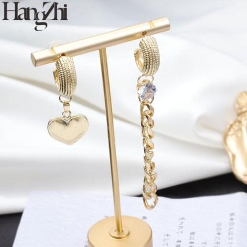 HANGZHI 2021 NEW Metal retro c-shaped earrings female chain love earrings earrings temperament asymmetric earrings