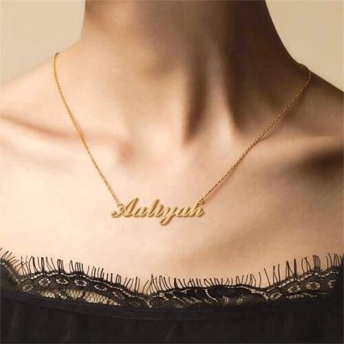 Personalized Custom Fashion Stainless Steel Name Necklaces for Women Customized Gold Choker Necklace Nameplate Pendant Jewelry