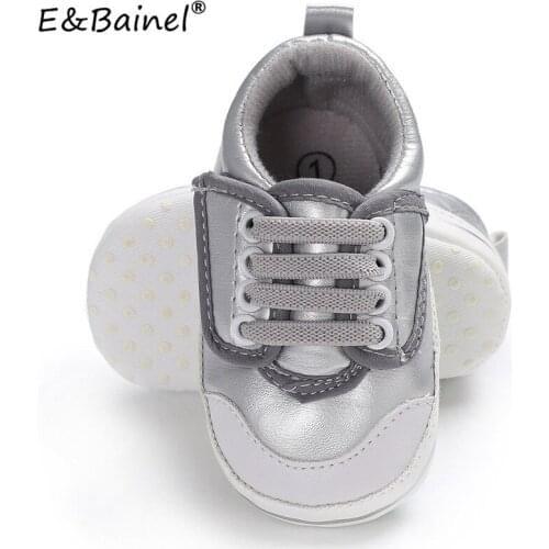 Baby Shoes Sneakers Newborn Boys First Walkers Kids Toddlers Lace Up PU Sneakers 0-18 Months Baby Footwear