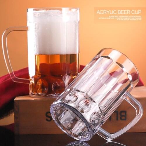 12 Design Large Capacity Beer Mug Glass Transparent Food Grade Plastic Anti-drop Bar Glass 400-600ml Juice Cup Draught-beer Cup