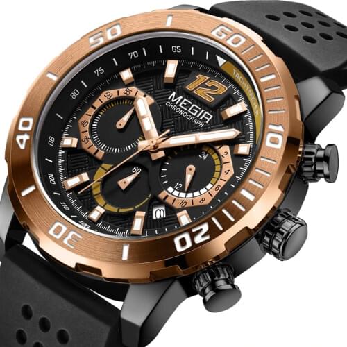 MEGIR Original Multi-Function Men Sports Quartz Wristwatches Silicone Band Cronograph Army Clock Man Reloj Hombre 2020 New 2109