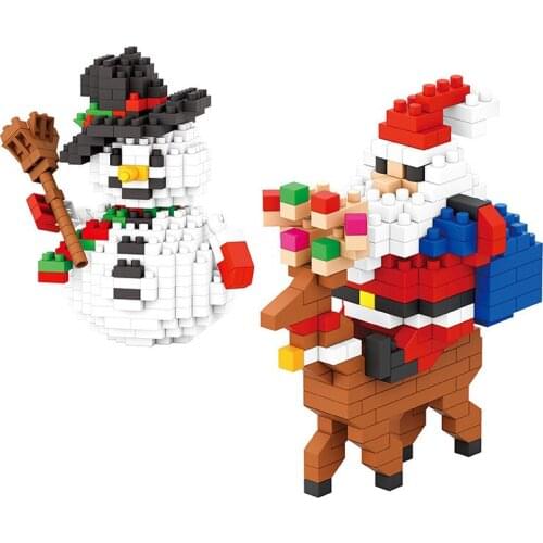 Mini Building Blocks Large Model Size Santa Building Blocks Anime DIY Mini Building Block Toy Auction Model Toys TSLM1