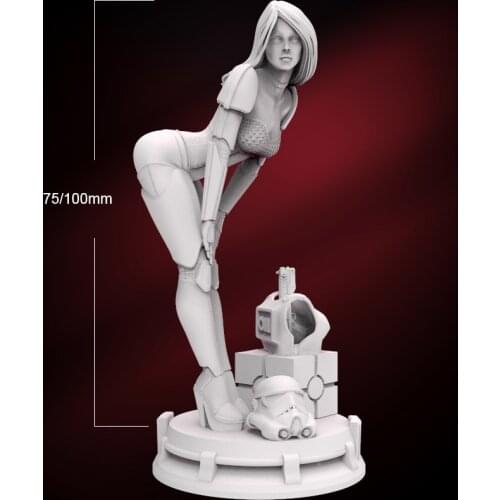 1/24 75mm 1/18 100mm Resin Model Kits Female Space Soldier Figure Unpainted No Color RW-360