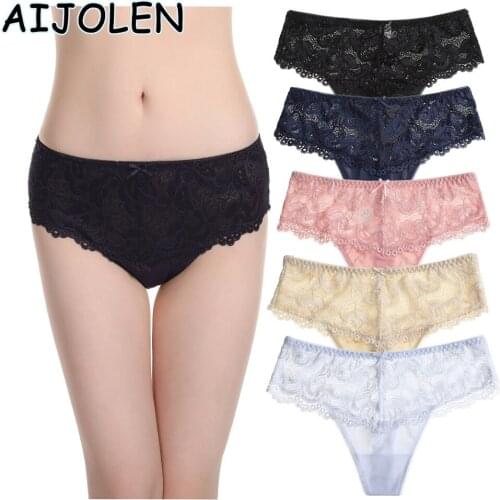 AIJOLEN Large Size Underwear Sexy Ladies Underpants Solid Color Hollow Lace Thong and G String Comfortable And Breathable