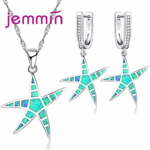 Opal 925 Sterling Silver Jewelry Set Pattern Clear CZ Jewelry Sets Wedding Engagement Jewelry Earrings Necklace