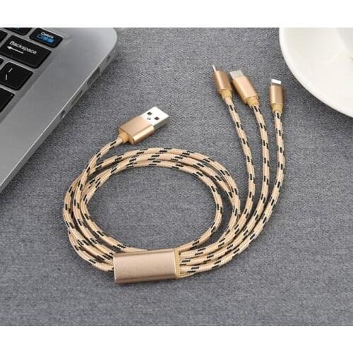 Wholesale 3 in 1 Multi-purpose data line USB cable TYPE-C mobile phone 3A fast charging cable