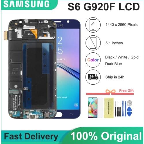 ORIGINAL 5.1'' LCD Display for SAMSUNG Galaxy S6 LCD + Frame G920 SM-G920F G920F G920FD Touch Screen Digitizer Assembly
