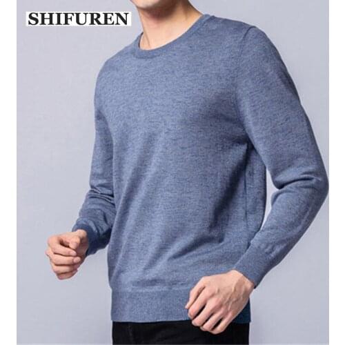 SHIFUREN 2019 Autumn Winter Casual Mens Sweater O-Neck Slim Fit Knitwear Pullovers Causal Male Sweaters Jumpers Pull Homme