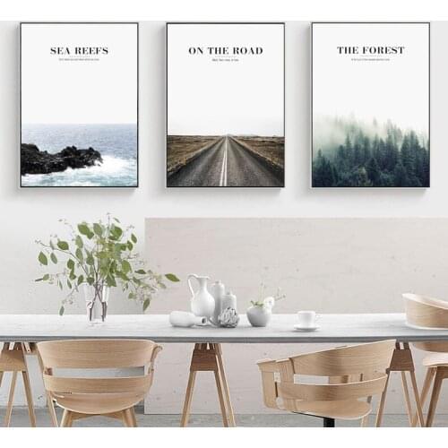 Autumn Landscape Sunset Lake Mountain Plant Leaves Canvas Painting Sofa Background Wall Picture Poster Living Room Decoration