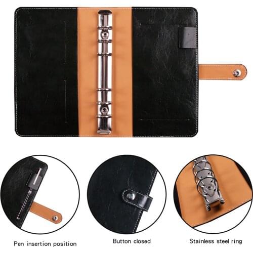 A6 Binder Zipper Bag Retro Style Leather Notebook Pu Loose-leaf Book Cash Budget Handbook Inner Pages Diary Book Accessories