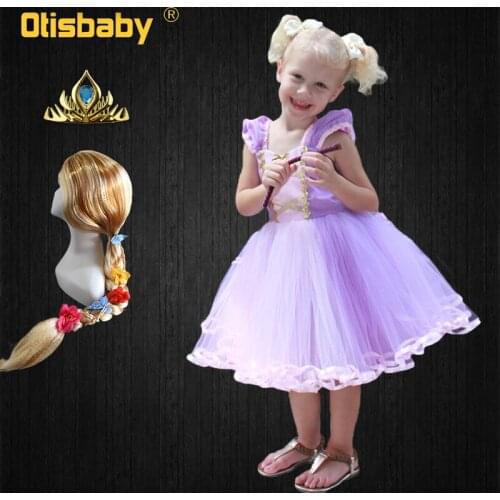 Chrismas Halloween Rapunzel Costume Girls Purple Fairy Tulle Tutu Dress Kids Birthday Party Fantasia Tangled Princess Dress Up