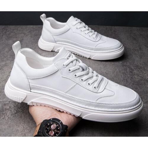 Yomior Casual Fashion Trend Men Shoes Top Quality Black White Real Leather Loafers Lace-up Breathable Designer Zapatos De Hombre