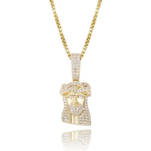 Explosive Ladies 925 Silver Jesus Head Pendant Full of Diamonds Hip-hop Female Personality Necklace Jewelry