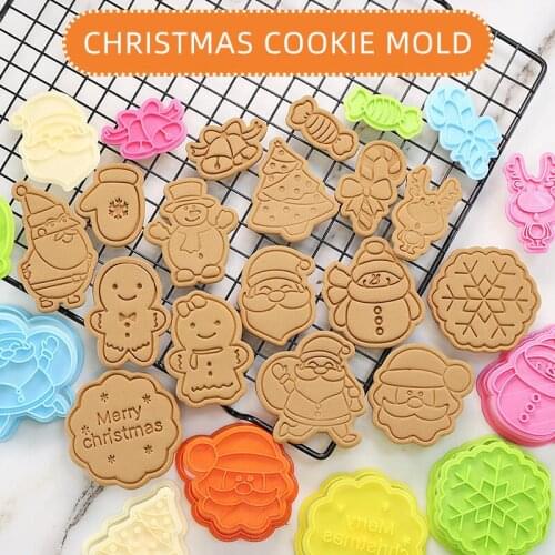 1Pcs Cute Santa Shaped Mold Fondant Cake Mould Biscuit Cookie Plunger Cutters Sugar Craft Merry Christmas Cake Decorating Tools