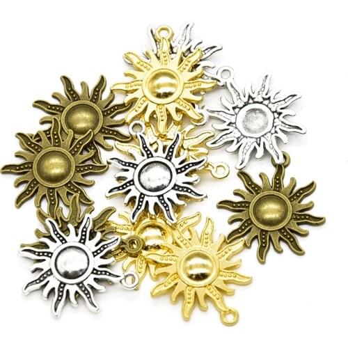 10pcs Vintage Metal Alloy Three Colors Sun pendants Handmade Decoration Vintage For DIY Jewelry Making