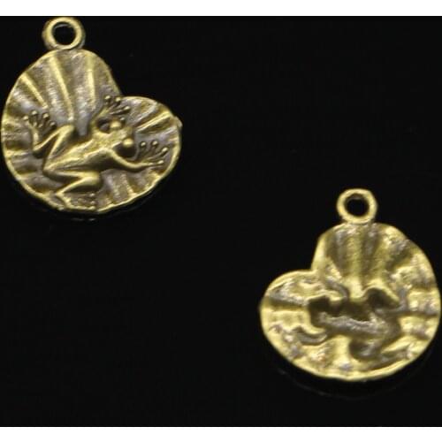100pcs Antique Bronze Plated frog on lily pad Charms Pendant For DIY Necklace Bracelet Jewelry Making DIY Handmade 18*17mm